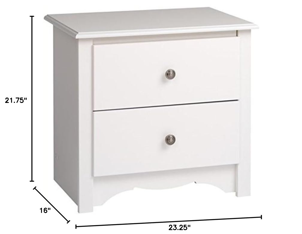 Home Square 2-Piece White Nightstand Set with 2 Drawers - Perfect for Bedroom Furniture, Guest Room, or Small Space Storage
