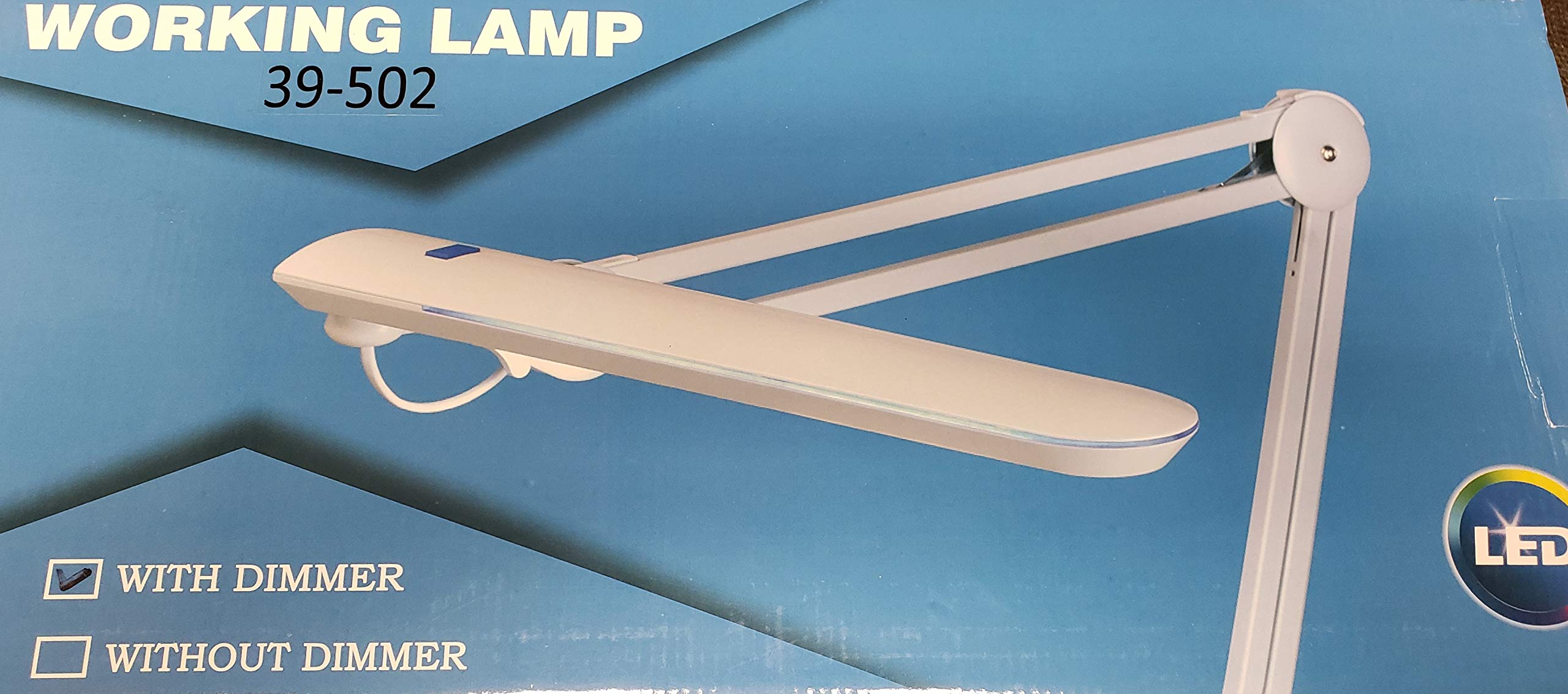 TekLine 39502 Adjustable LED Desk Clamp Lamp - 60 Bright Daylight White LEDs for Office, Study, Reading & Crafting - Space-Saving Task Light for Home, Dorm & Workspace