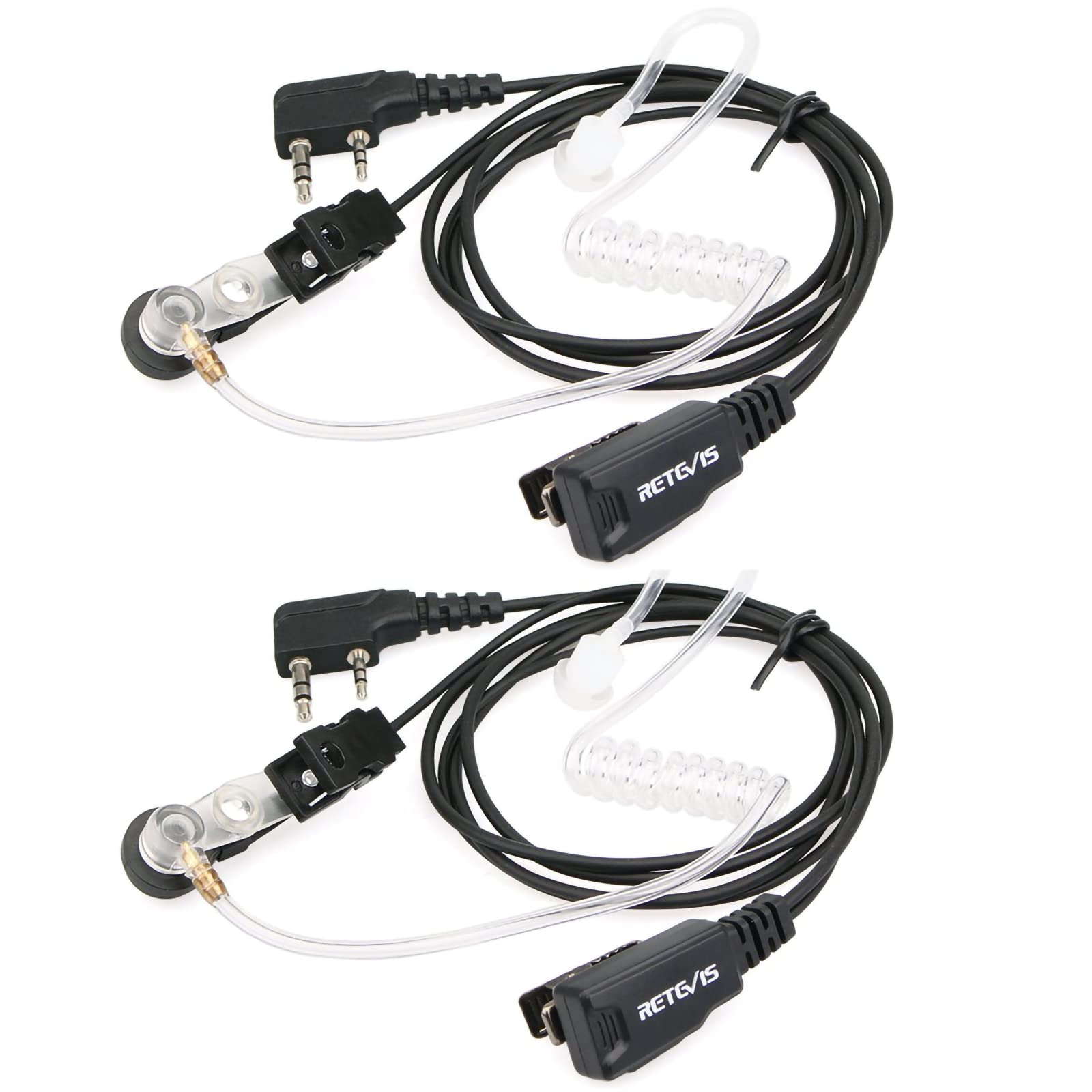 Retevis 2 Pin Walkie Talkie Earpiece with Mic - Acoustic Tube Security Headset for Two Way Radios (RT24 RT22 RT27 RT1 RT5R RT7 Baofeng UV-5R BF-888S Kenwood HYT) - Ideal for Security, Construction & Event Staff (2 Pack)