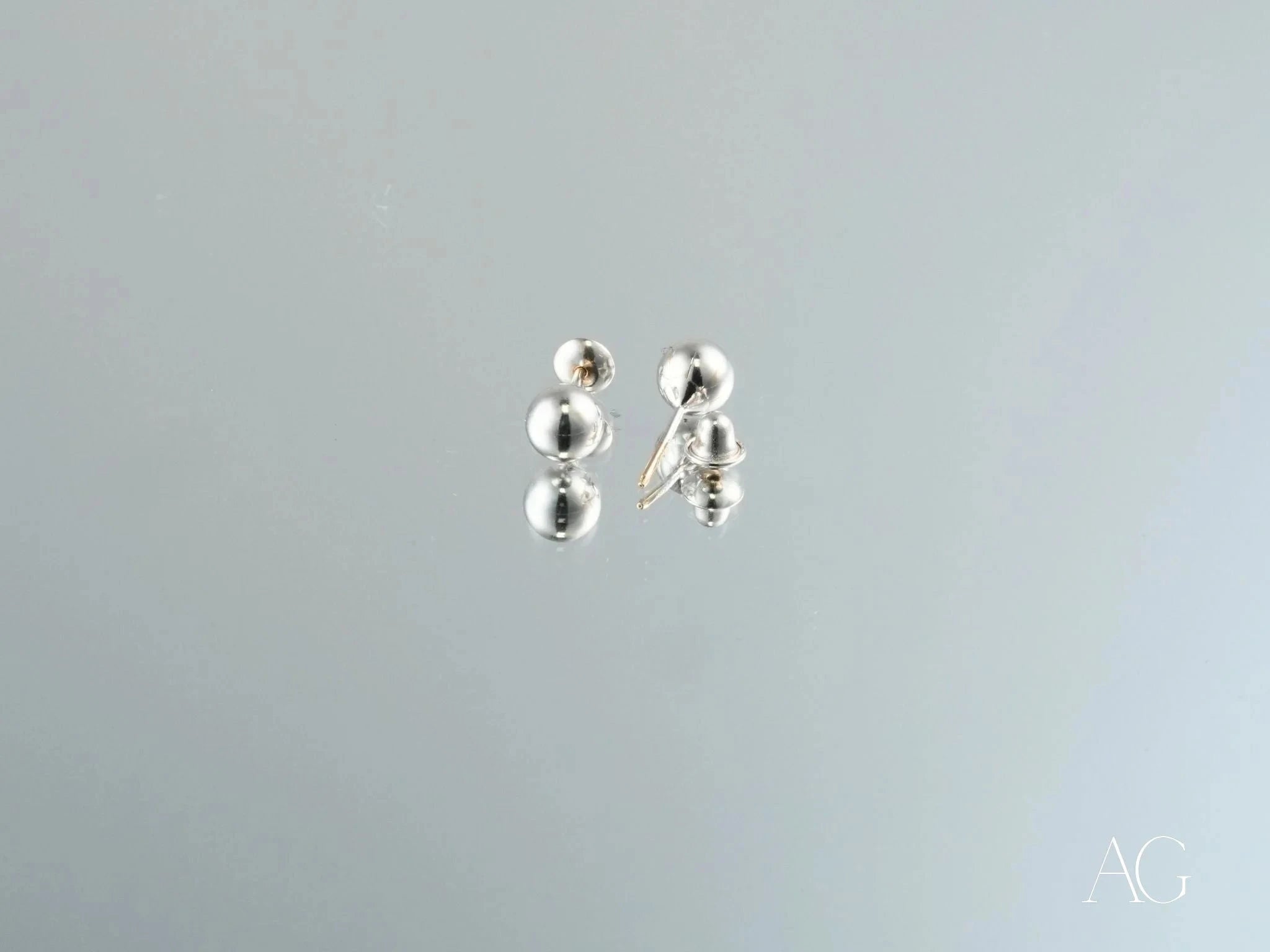 18K White Gold 5mm Ball Earrings - Classic Golden Sphere Stud Earrings for Women | Perfect for Everyday Wear, Parties & Special Occasions