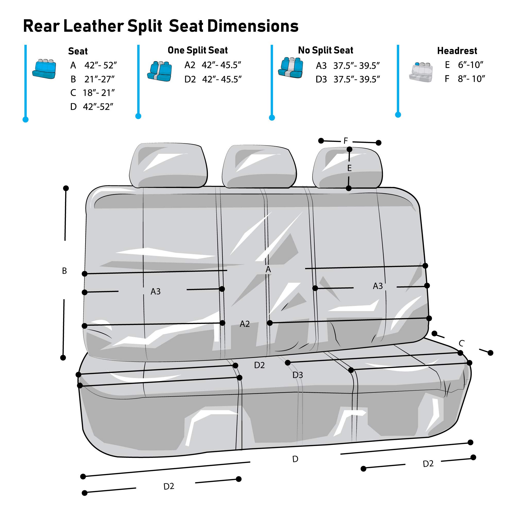 TLH Ultra Comfort Leatherette Bench Seat Cushions - Gray & Black Universal Fit for Cars, Trucks & SUVs | Premium Car Accessories for Long Drives & Road Trips