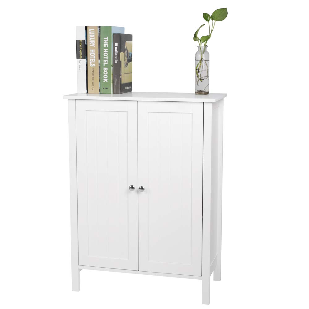 White MDF Bathroom Floor Cabinet - Wooden Freestanding Storage Organizer for Bathroom, Bedroom, Office - 60x30x80cm (LxWxH) - Perfect for Small Spaces, Home Organization & Bathroom Storage Solutions