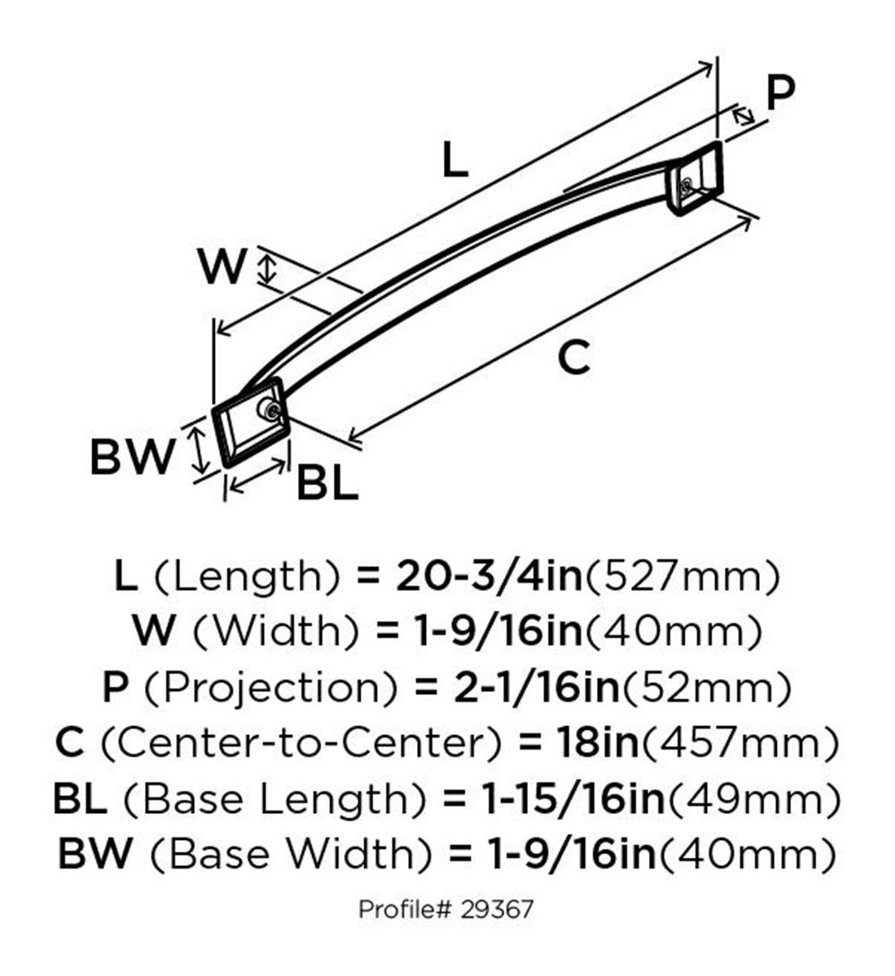 Amerock Appliance Pull - Oil Rubbed Bronze 18 Inch (457mm) Center to Center Drawer Handle - Candler Cabinet Hardware (1 Pack) - Perfect for Kitchen Cabinets, Bathroom Vanities & Furniture Upgrades