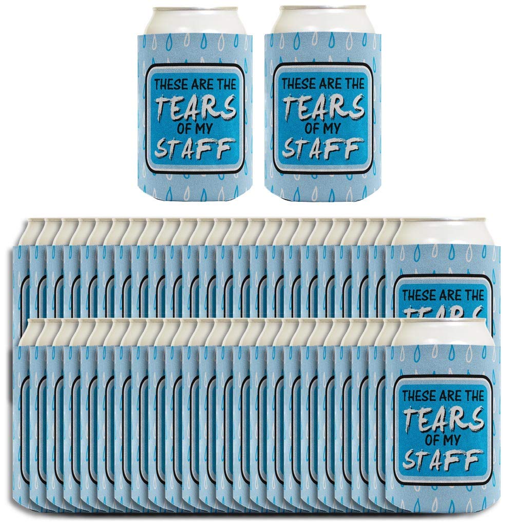 96-Pack Can Coolie Drink Coolers - Supervisor Gifts for Employees (These Are The Tears of My Staff) - Perfect for Office Parties, Team Events & Workplace Celebrations