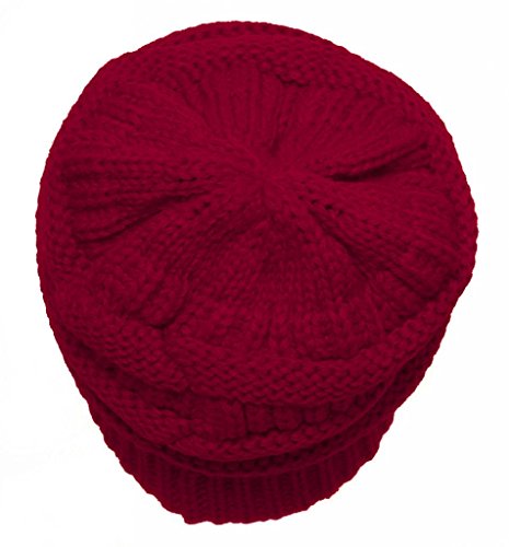 Warm Thick Knit Soft Stretch Beanie Hat for Men & Women - Cozy Winter Red Beanie for Outdoor Activities, Skiing, and Casual Wear