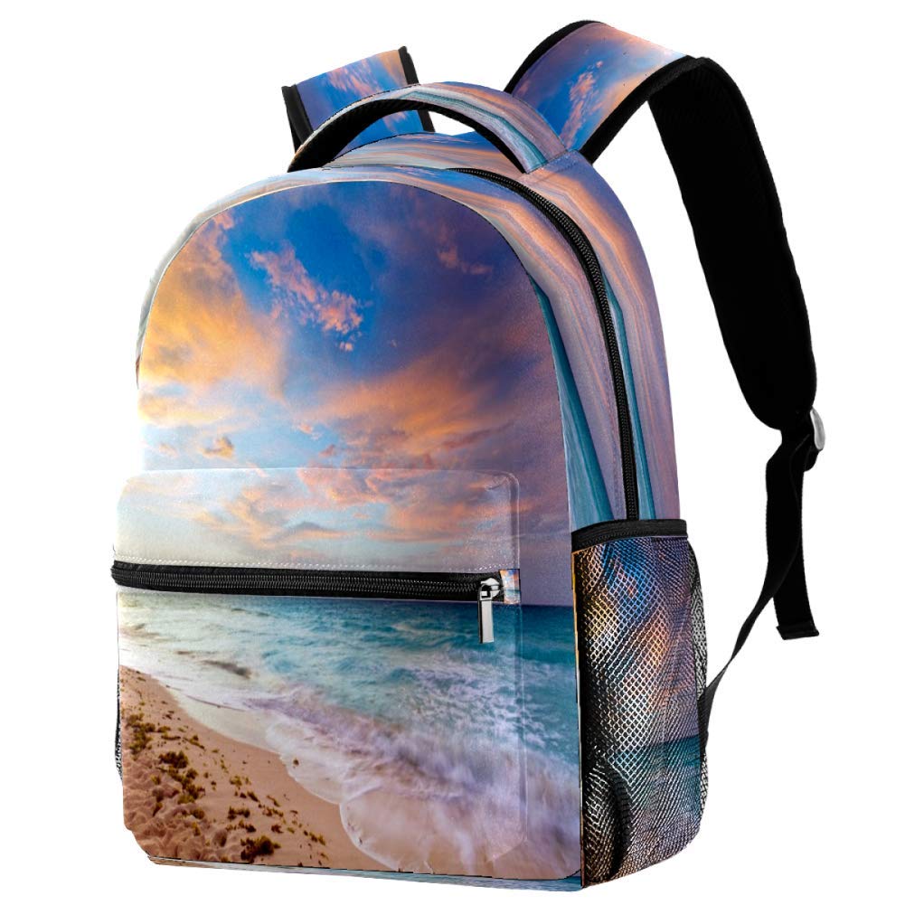 Stylish Caribbean Sea Sunrise Backpack - Waterproof School Book Bag, Lightweight Travel Daypack for Beach Vacation, College Campus & Outdoor Adventures