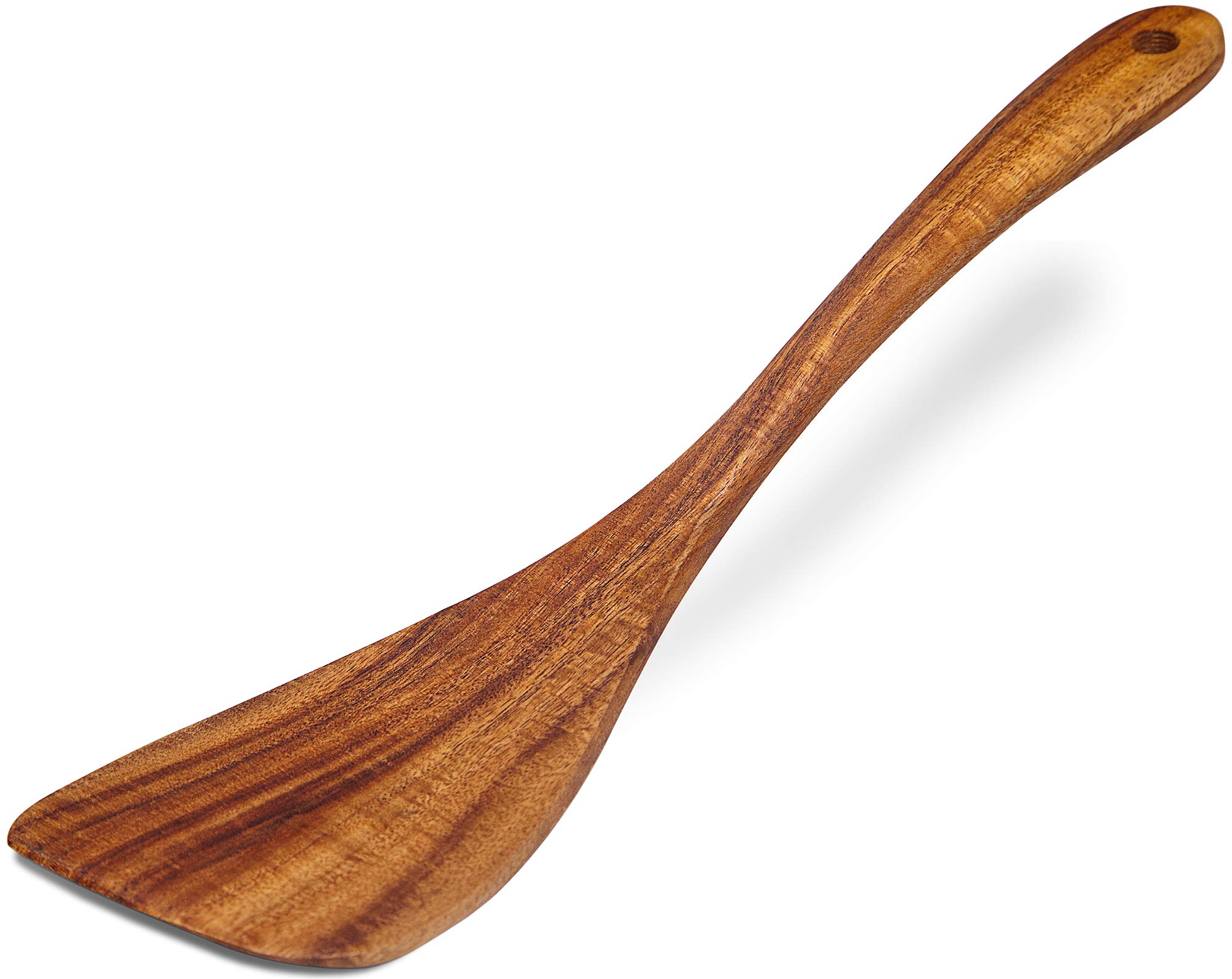 Jilla-hla Acacia Wood Spatula - Long Handle Wooden Turner for Frying, Handmade Kitchen Utensil - Perfect for Pancakes, Eggs & Non-Stick Cookware