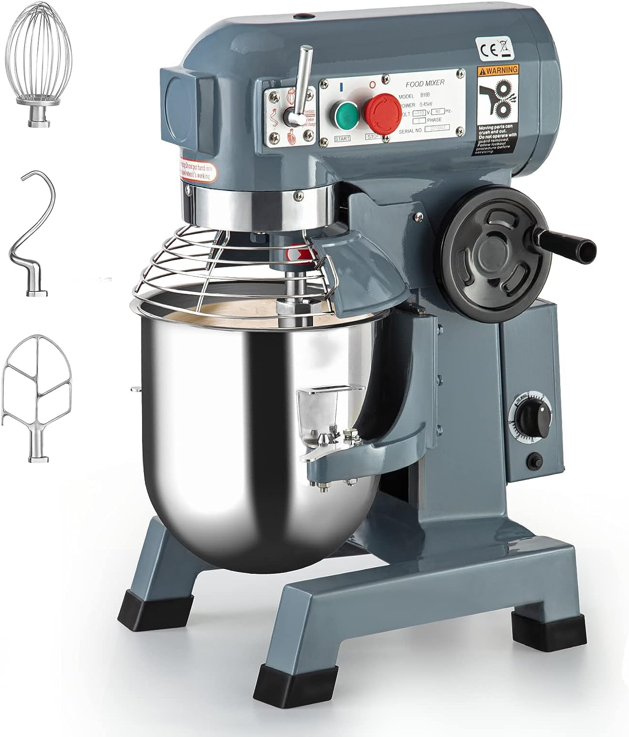 15QT Commercial Food Mixer 600W - 3-Speed Adjustable Stand Mixer with Stainless Steel Bowl, Dough Hooks & Whisk Beater - Perfect for Bakeries, Restaurants & Pizzerias - Ideal for Kneading Dough, Mixing Batters & Whipping Creams