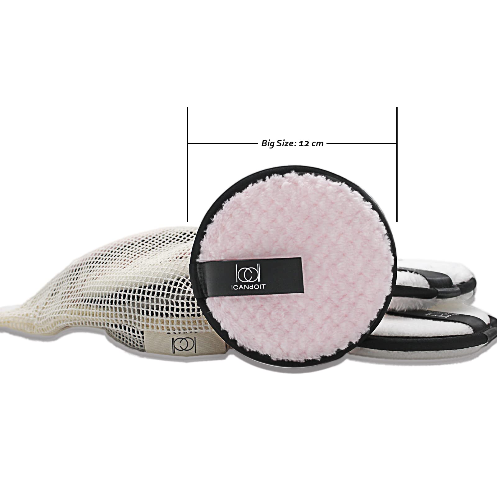ICANdOIT Extra Large Reusable Makeup Remover Pads - Soft Microfiber Cleansing Cloths for Light & Heavy Makeup, Face Masks, Blush, Eyeshadow, Foundation & Concealer (3 Pack) - Perfect for Travel, Daily Skincare & Eco-Friendly Beauty Routine