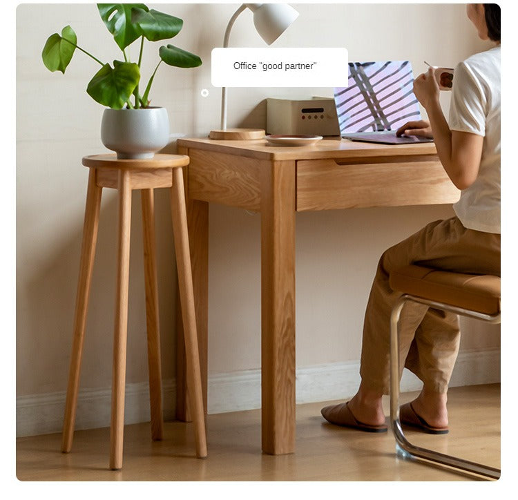 Solid Oak Wood Modern Small Flower Stand - Elegant Plant Display for Home, Office, and Garden Decor