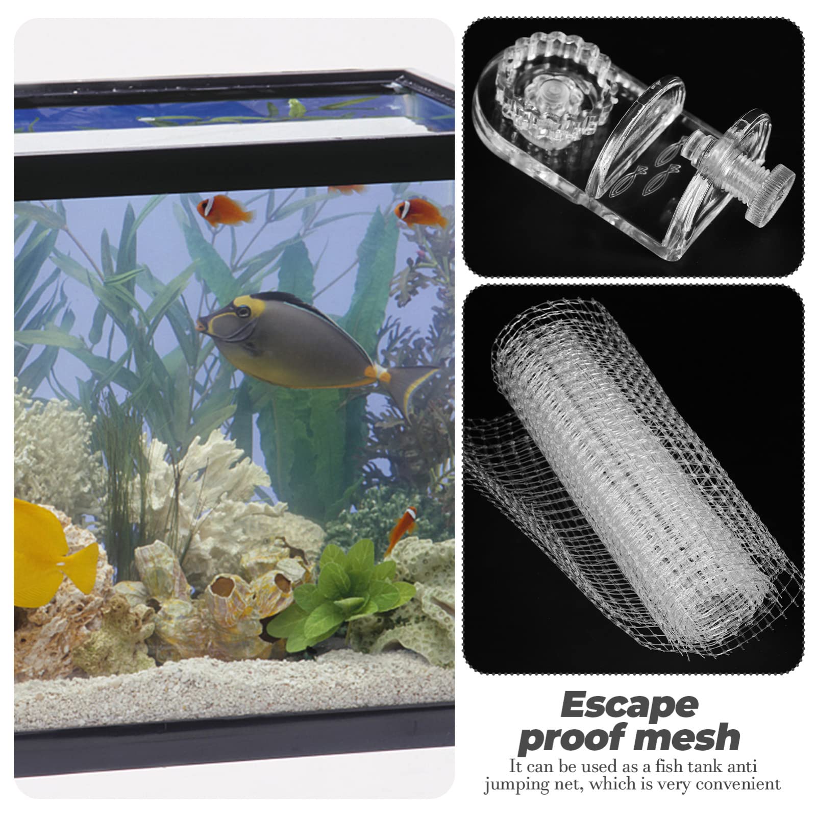 Balacoo 1 Set Mesh Net Clear Cover for Aquarium Tank - Escape-Proof Fish Tank Cover, DIY Terrarium Netting, Anti-Jumping Fish Protection - Perfect for Freshwater & Saltwater Tanks, Reptile Enclosures, and Aquatic Pet Safety
