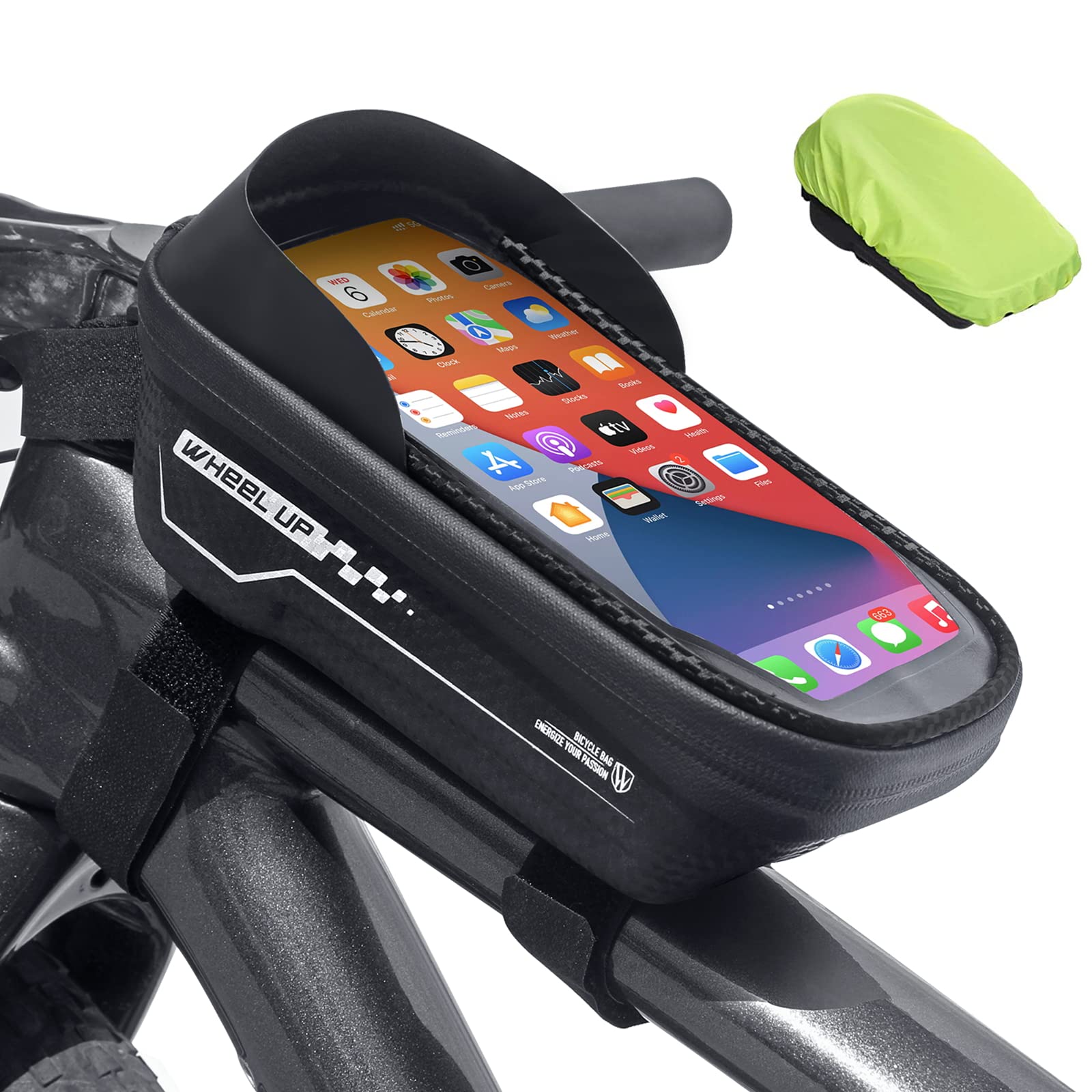 Waterproof Bike Phone Mount Bag - EVA Hard Shell Bicycle Top Tube Handlebar Bag with Rain Cover, Sensitive Touch Screen Compatible for Cycling, Commuting & Outdoor Adventures