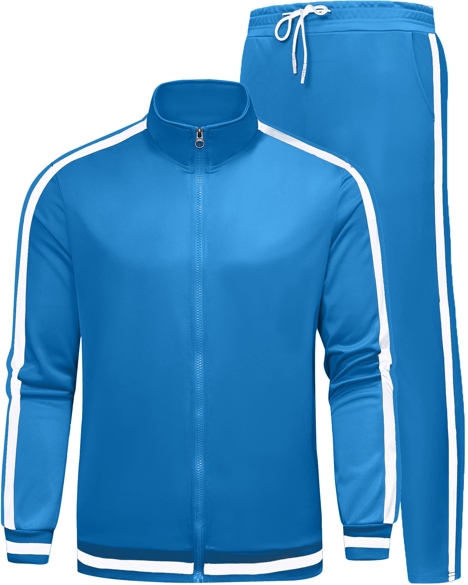 **MACHLAB Men's Activewear Full Zip Tracksuit Set - Warm Winter Sports Jogging Suit, Casual Sweatpants & Hoodie Outfit for Gym, Running, and Lounge Wear**