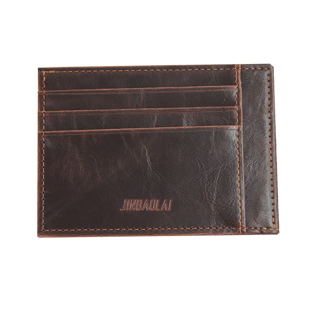 Men's Slim Leather Front Pocket Wallet - RFID Blocking Credit Card Holder & ID Case (Brown) - Perfect for Travel, Business & Everyday Use