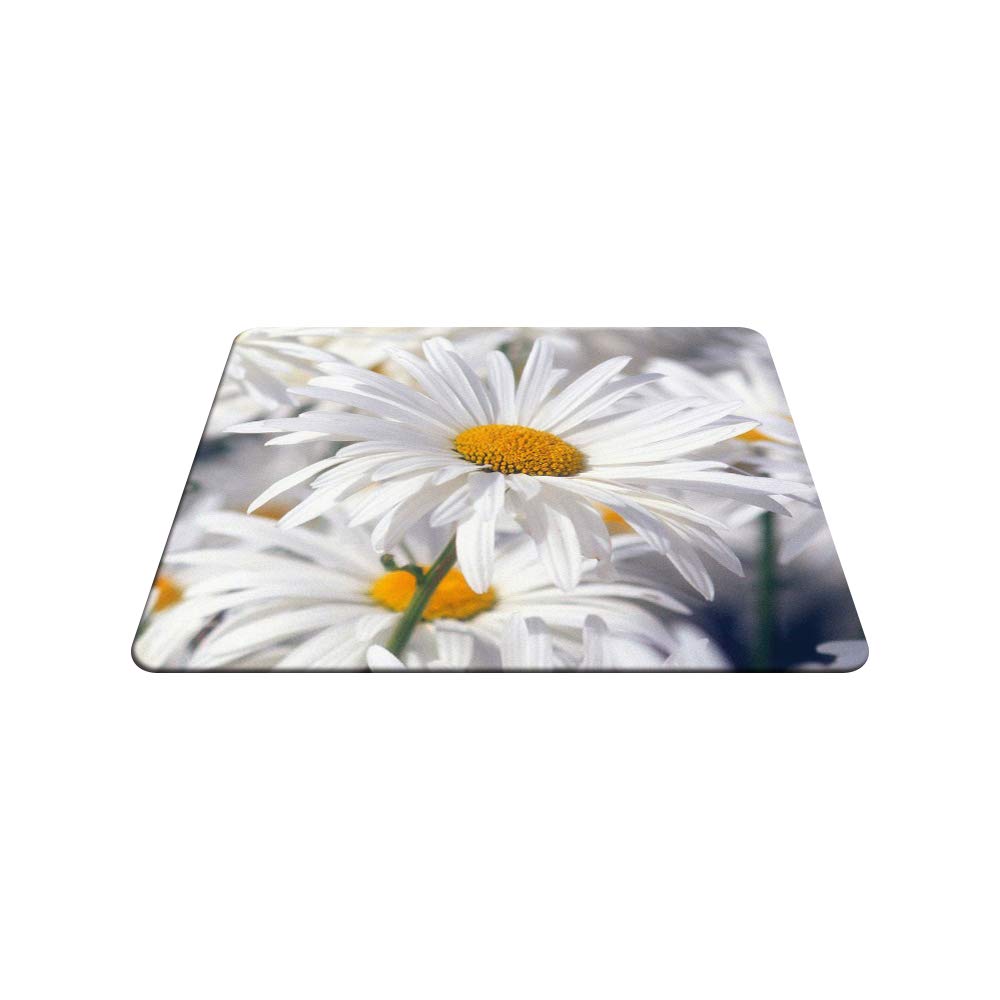 Daisy Flower Gaming Mouse Pad - Non-Slip Rubber Base, 9.5 x 7.9 Inch White Computer Mouse Mat for PC, Laptop & Office Desk - Perfect for Gaming, Work & Home Office Setup