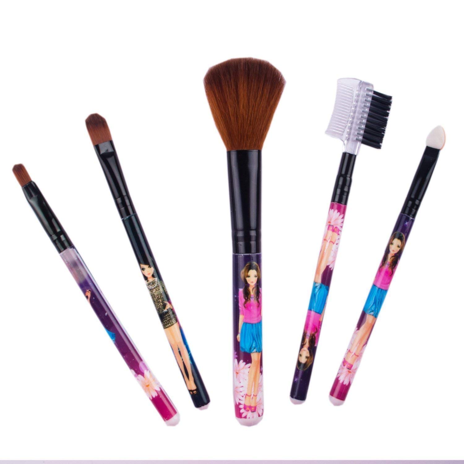 SIYAA Professional Makeup Brush Set - 5 Piece Cosmetic Brushes for Foundation, Blending, Contouring | Ideal for Salon, Home & Travel Use | High-Quality Synthetic Bristles