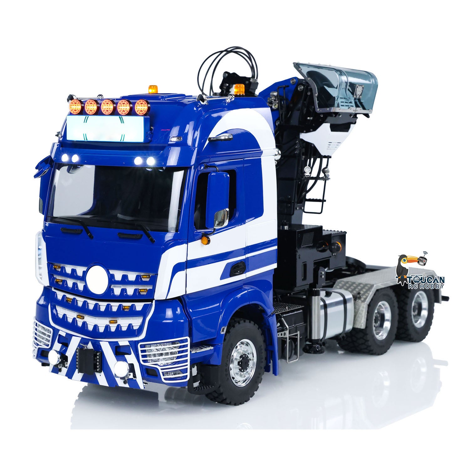 Unitru 1/14 Scale 6X6 RC Tractor Truck with Metal Chassis, Hydraulic Timber Crane & Smoke Effect - Remote Control Construction Vehicle for Adults & Kids - Perfect for Off-Road Play, Construction Site Simulation, and RC Hobby Enthusiasts