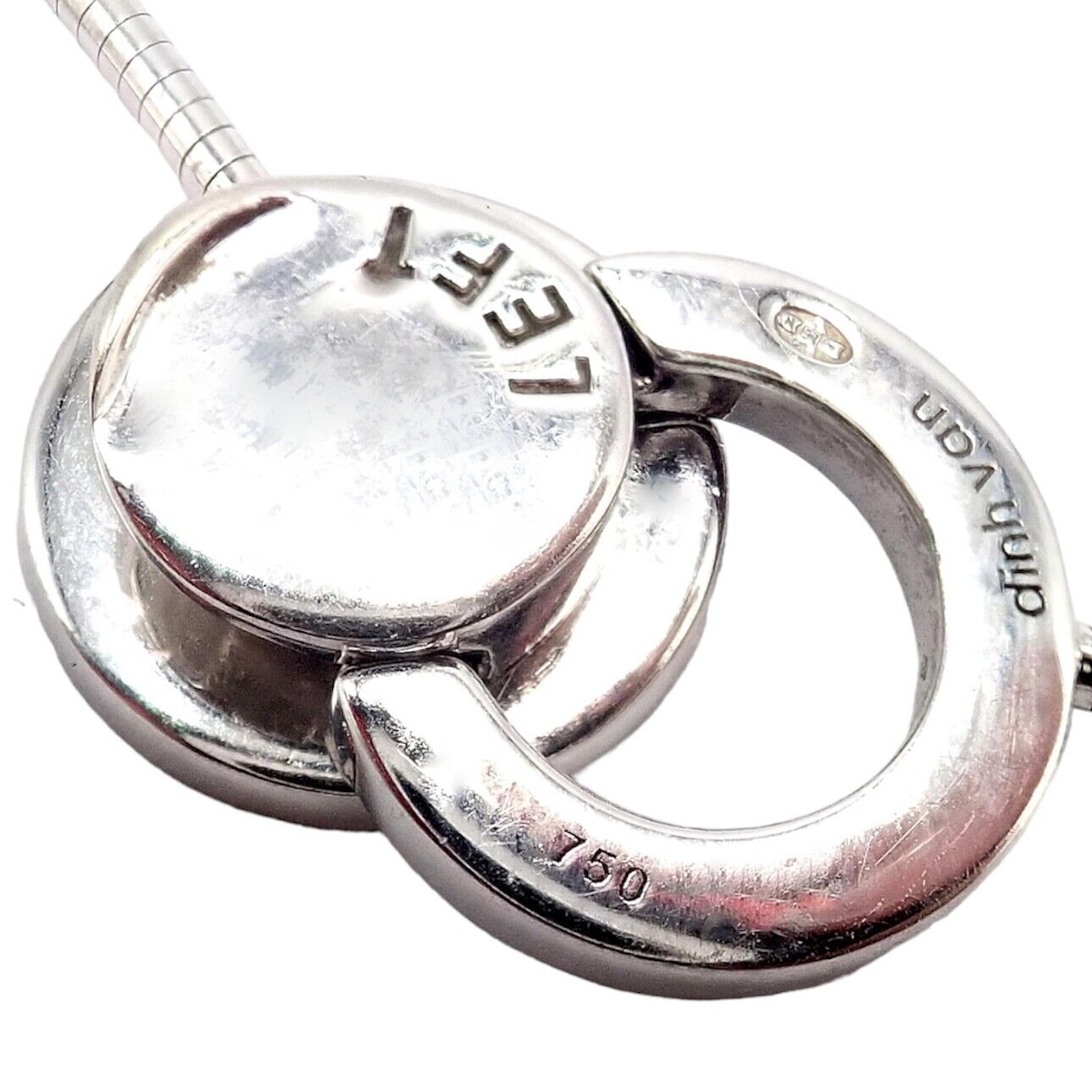 Authentic Dinh Van 18k White Gold Diamond Ombre De Lune Necklace - Luxury Modernist Jewelry for Women, Perfect for Evening Gala & Special Occasions