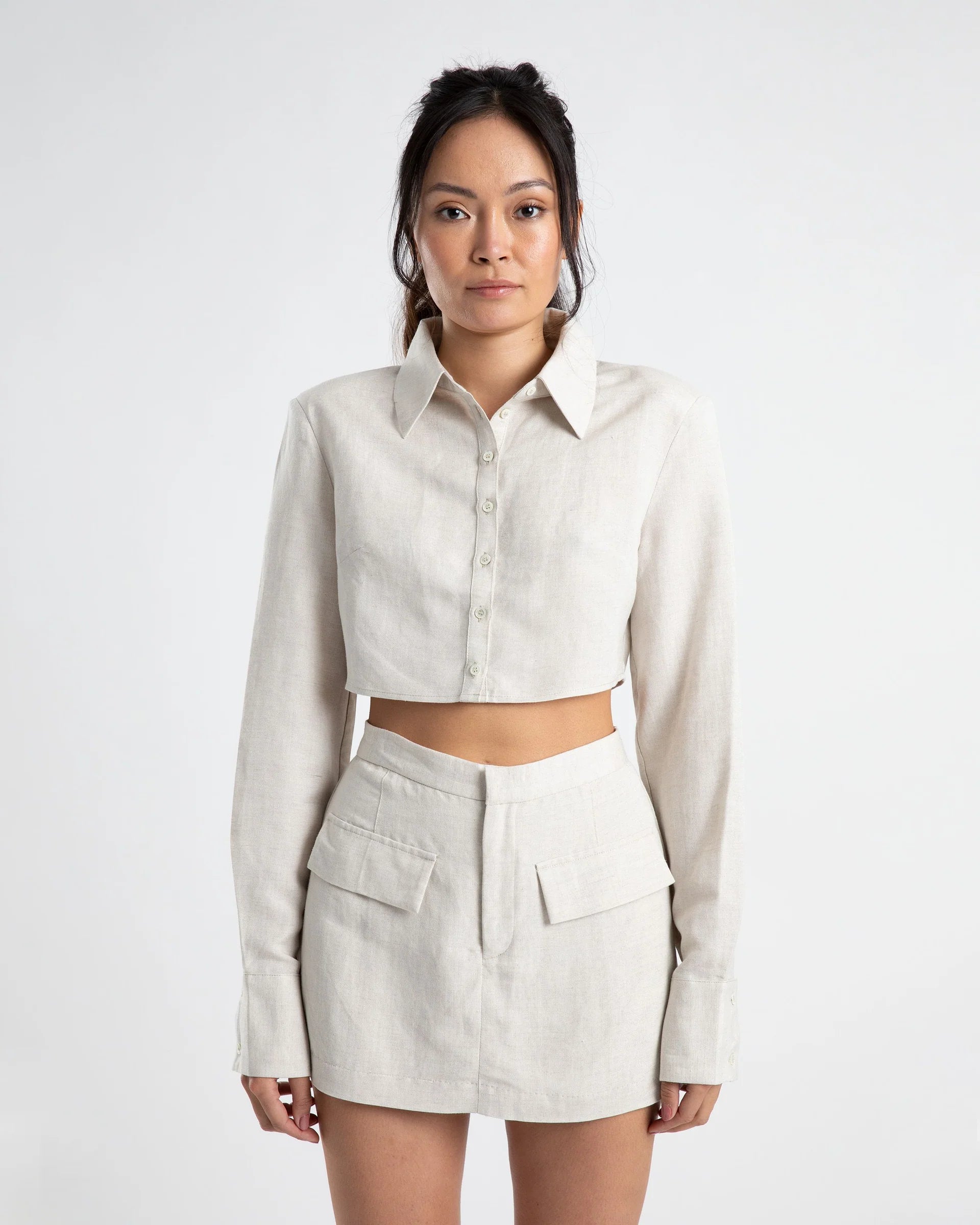 Cropped Structured Shirt for Women - Trendy Short Sleeve Button Up Top for Casual & Office Wear | Perfect for Summer Outfits, Date Nights & Business Casual Looks