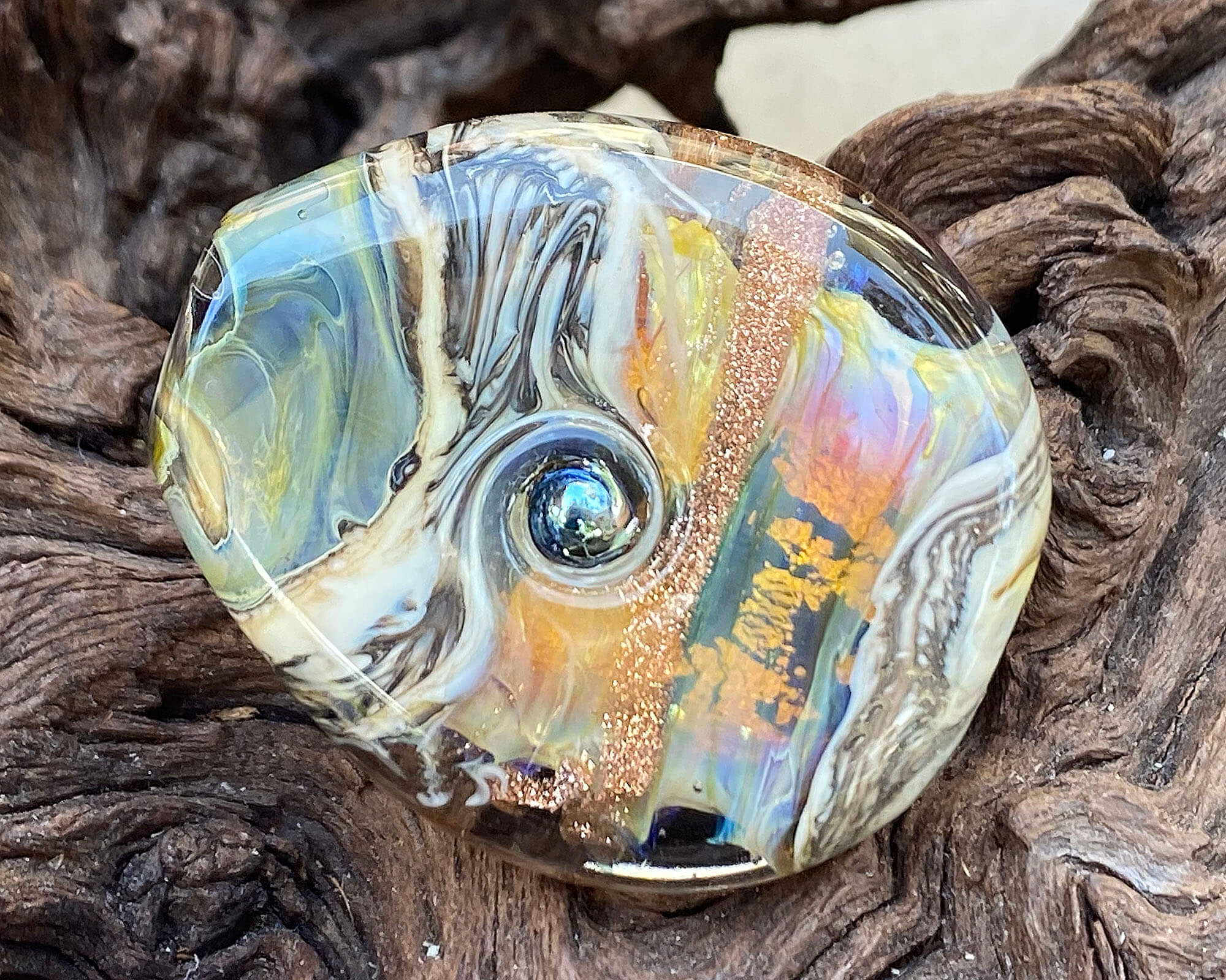 Natural Green Fire Opal Organic Lampwork Focal Bead for Jewelry Making - Handmade Glass Bead for Necklaces, Bracelets & DIY Craft Projects