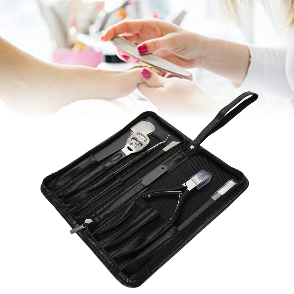 8-Piece Stainless Steel Pedicure Kit - Professional Foot File Set, Callus Remover & Corn Shaver Tools with Metal Nail File & Nail Lifter - Includes Storage Box - Perfect for Home Pedicure, Salon Use & Foot Care Gifts