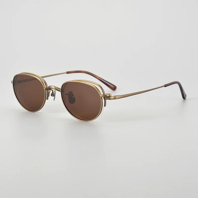 Stylish Black Semi-Rimless Oval Titanium Eyeglasses for Women with Clip-On Sunglasses MK47 - Perfect for Outdoor Activities, Driving & Fashion Accessories
