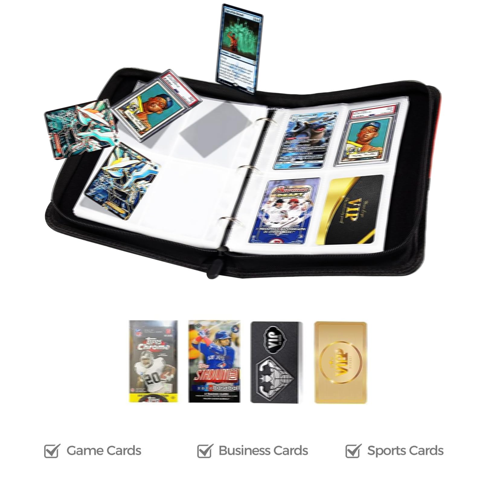 400 Pocket Basketball Trading Cards Binder - Sports Card Collectors Album with 50 Removable Sleeves | Perfect for Organizing NBA, MLB, NFL & Pokemon Cards | Great for Collectors, Players & Gift Giving