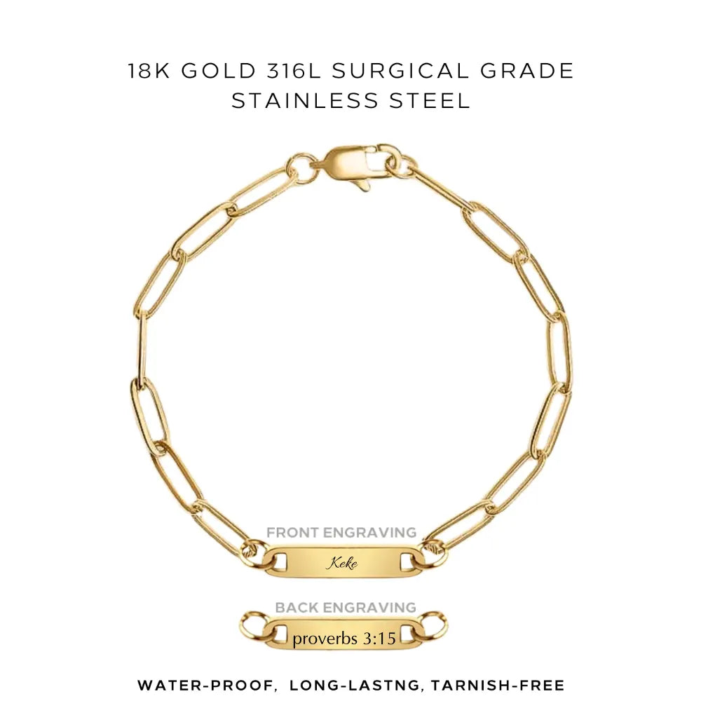 Personalized Engraved Paperclip Bracelet - Custom Name Jewelry Gift for Women - $38.00 - Perfect for Birthdays, Anniversaries & Everyday Wear