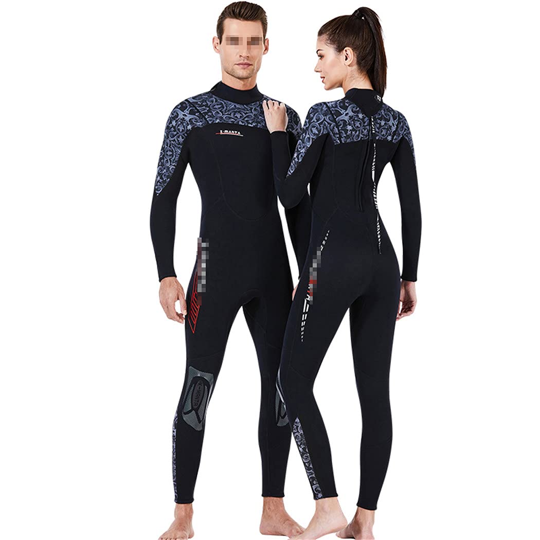3mm Neoprene Full Body Wetsuit for Scuba Diving & Water Sports - Back Zip Long Sleeve One Piece Swimming Suit - Perfect for Surfing, Snorkeling & Cold Water Activities