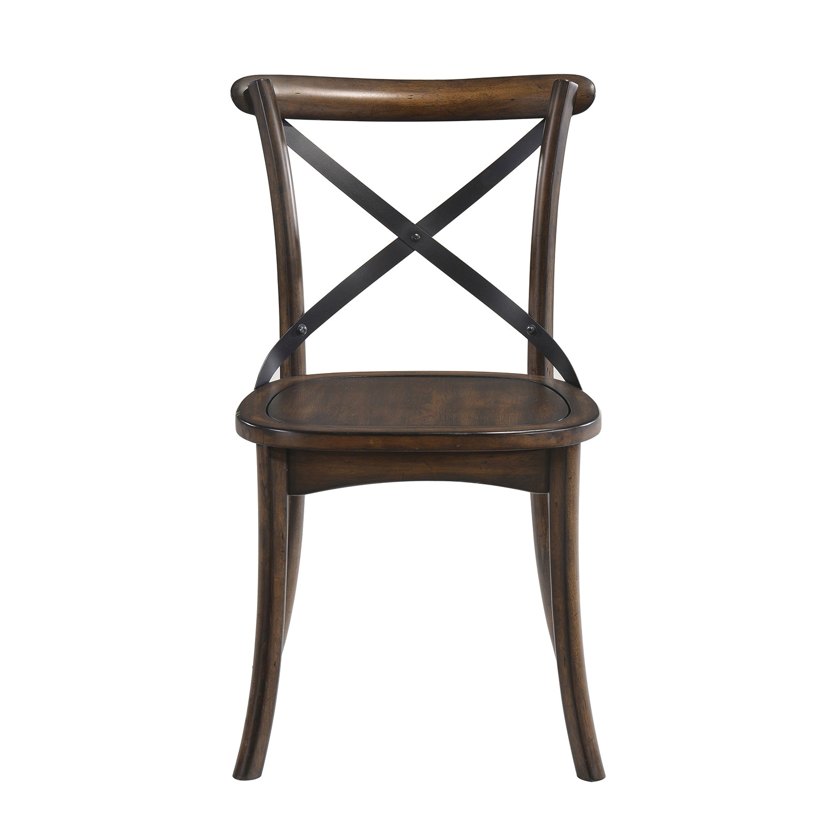 Dark Oak and Black Wooden Side Chairs with X-Shaped Back - Set of 2 Modern Dining Chairs for Kitchen, Dining Room, Office or Cafe