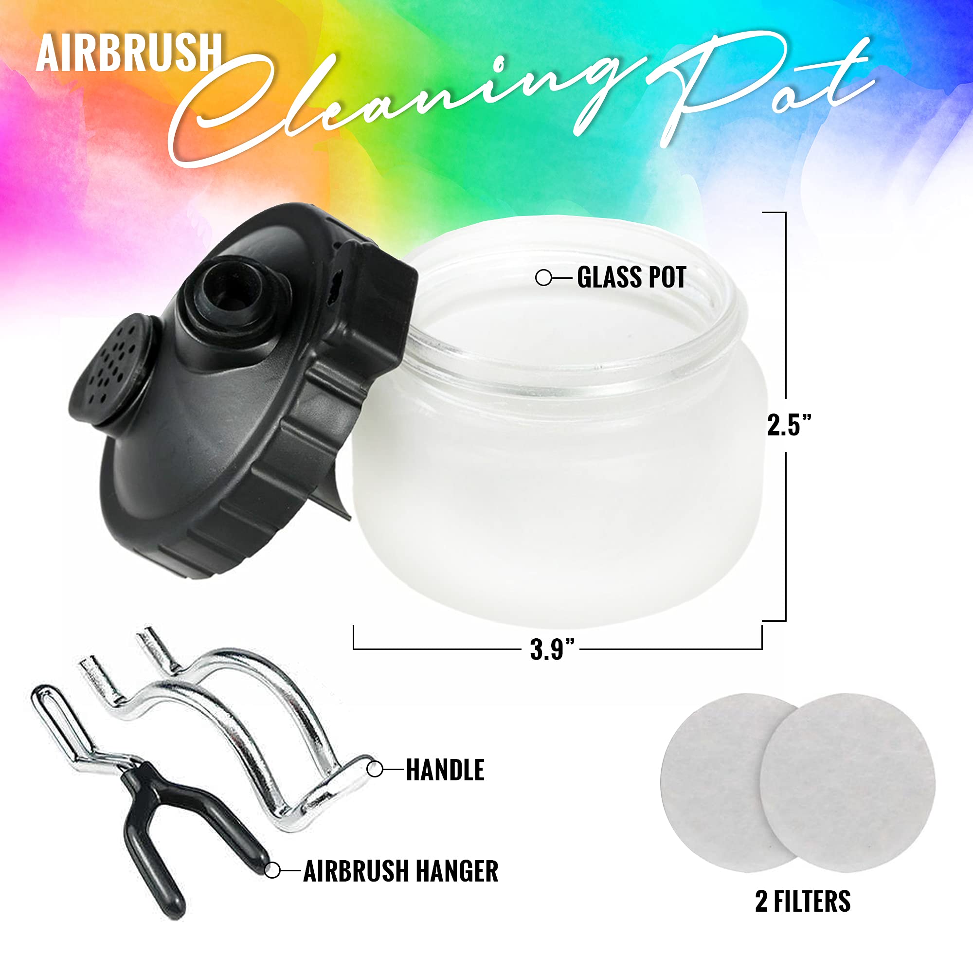 Professional Airbrush Cleaner Kit with Cleaning Solution, Holder & Glass Pot - Ultimate Airbrush Cleaning Set for Artists & Hobbyists - Perfect for Model Painting, Tattoo Practice & DIY Crafts