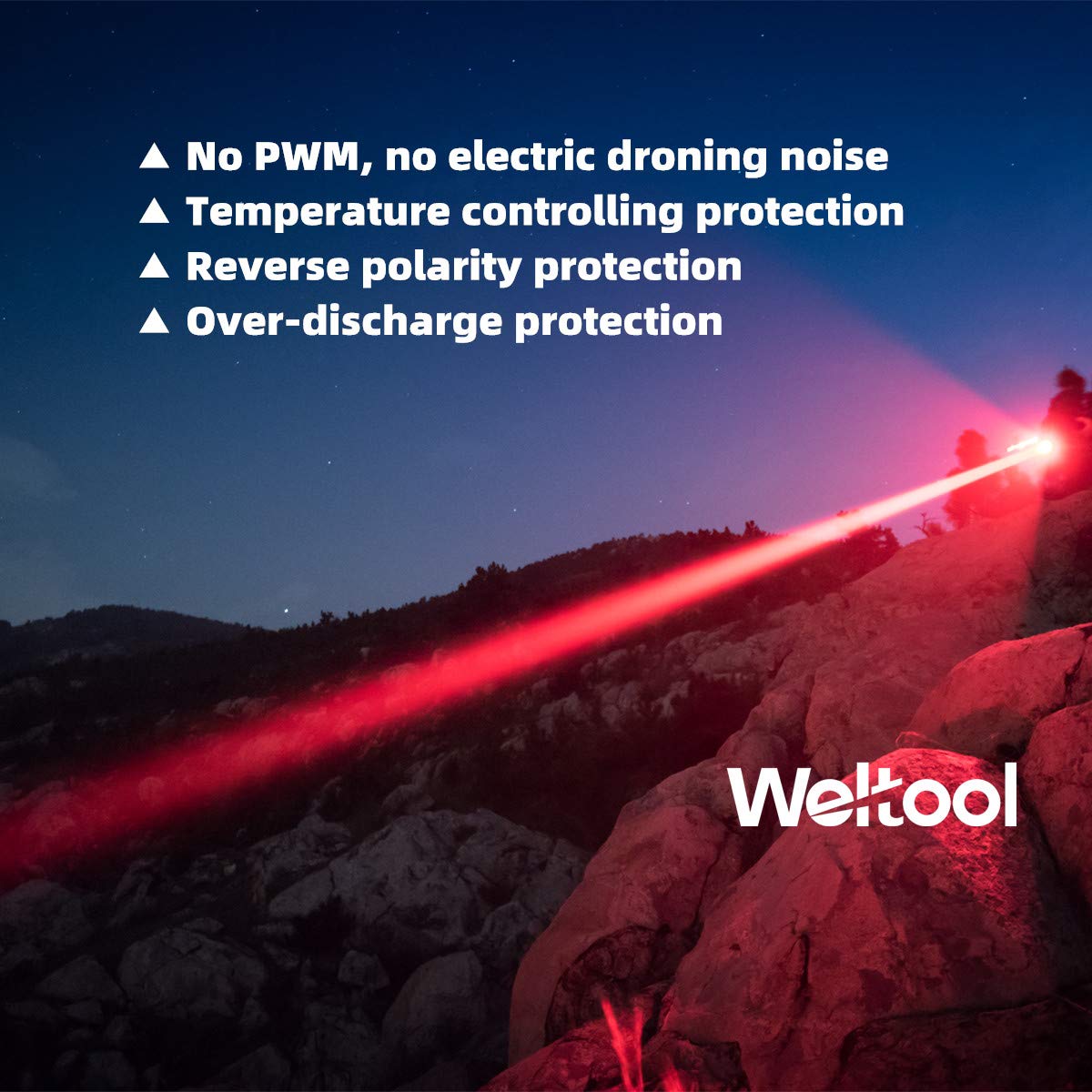 Weltool T10-HR Red Hunting Flashlight Kit - 492 Yards Long Distance Focused Beam, Scope Mount, Pressure Switch, Battery & Charger for Predator Hog Varmint Hunting - Ideal for Night Hunting, Wildlife Observation, and Outdoor Adventures