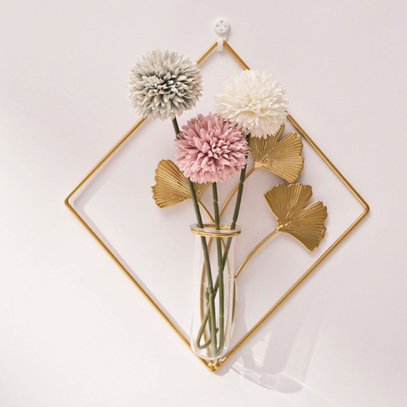 MSUIINT Gold Ginkgo Leaf Wall Art - Modern Hexagon Decor for Home & Office