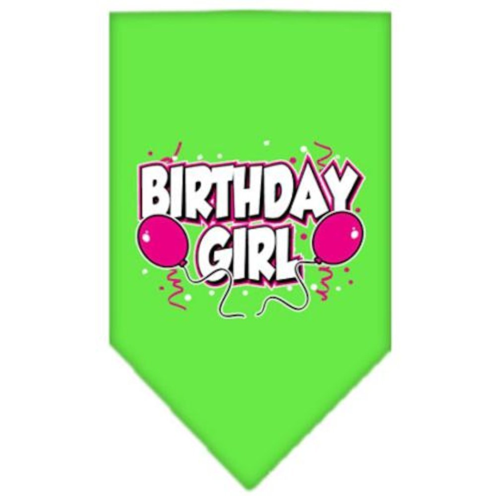 Custom Screen Printed Pet Bandana for Dogs - 'Birthday Girl' or 'Birthday Boy' Lime Green Design (Small Size) | Perfect for Birthday Parties & Pet Celebrations