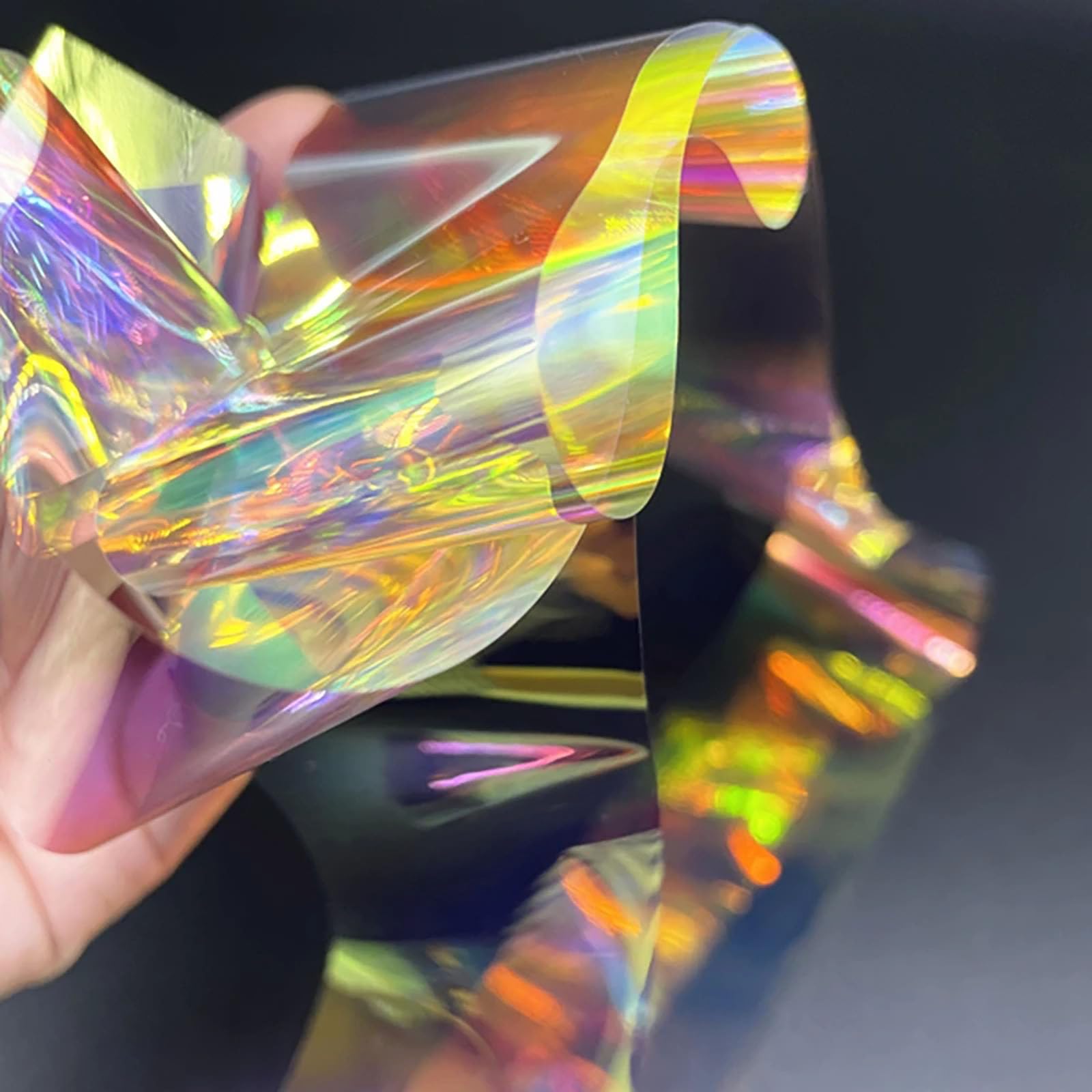 20 Sheets Iridescent Cellophane Nail Foils - Holographic Aurora Glass Broken Nail Art Stickers for DIY Manicure, Nail Salon & Party Nail Designs - Reflective Neon Nail Decoration for Gel Polish & Acrylic Nails