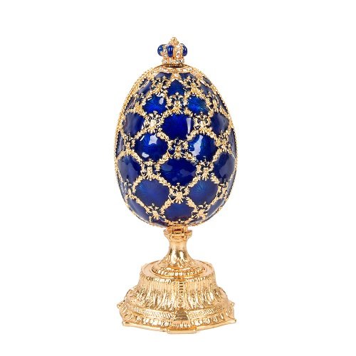 Hand Painted Blue Easter Egg Enamel Trinket Box - Unique Decorative Gift for Family & Friends | Perfect for Easter Decor, Jewelry Storage & Home Display