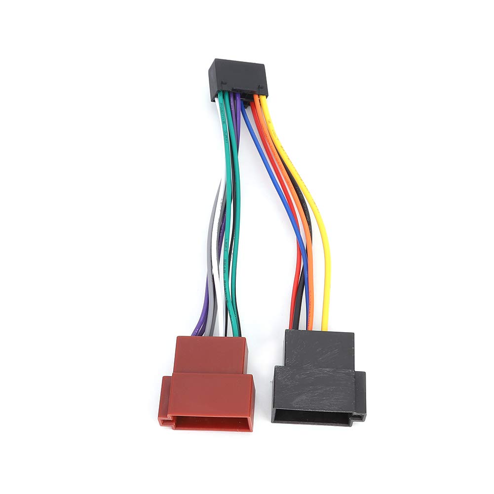 16-Pin ISO Radio Connector - Car Stereo Wiring Harness Adapter - Compatible with Kenwood & JVC ISO 16-Pin Head Units - Perfect for Car Audio Installation & Aftermarket Stereo Upgrades