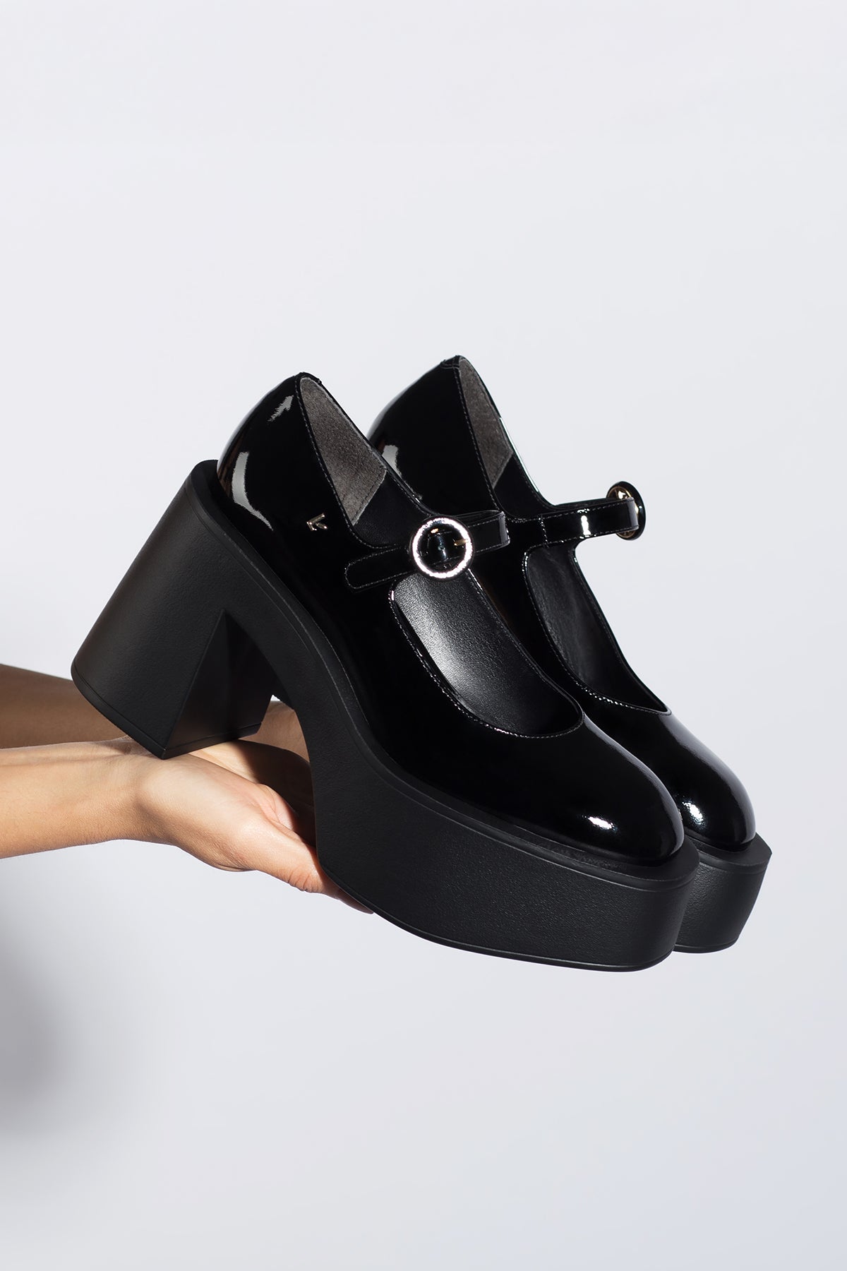 Olivia Black Patent Leather Platform Pump Shoes for Women - Elegant High Heels for Office, Party & Special Occasions