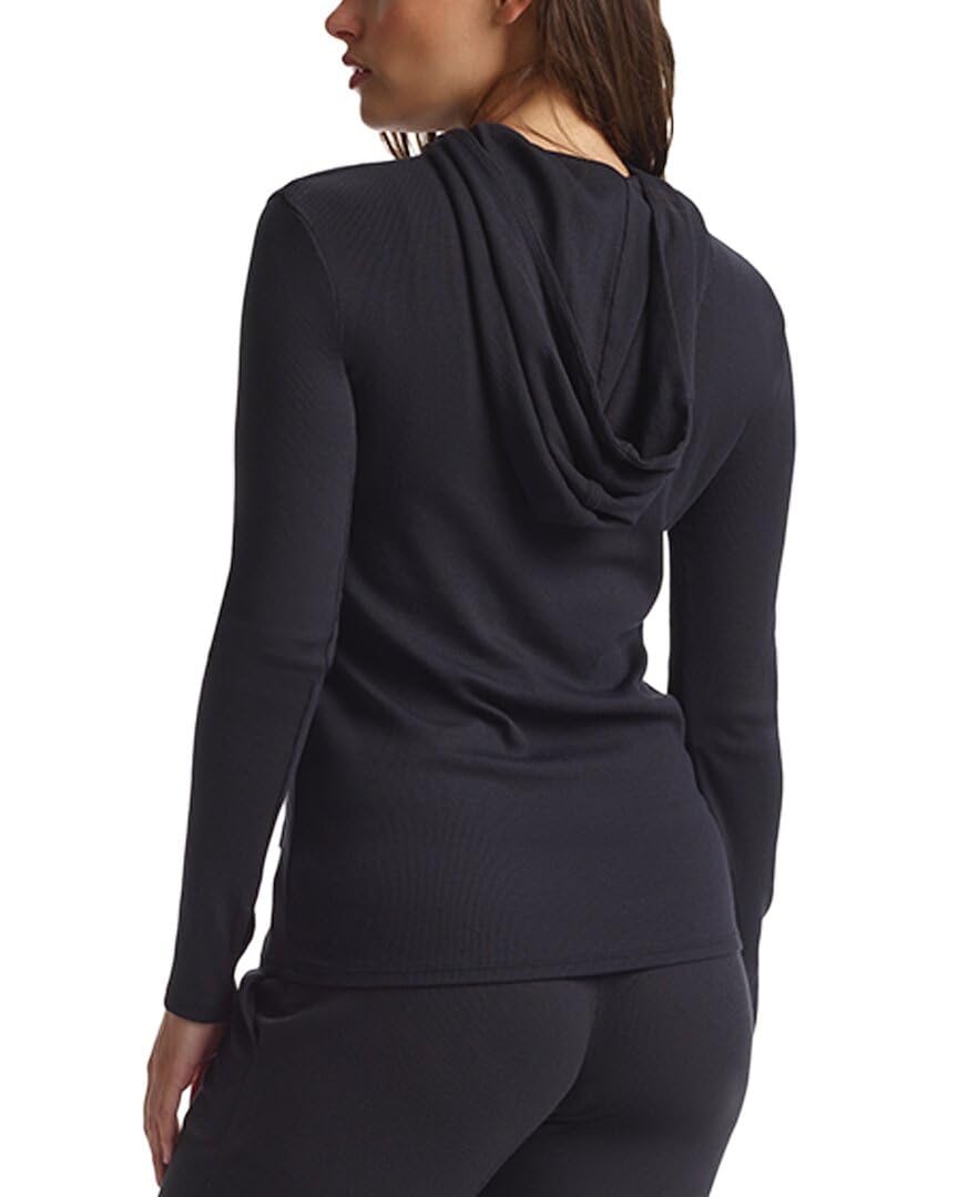 Commando® Women's Luxury Ribbed Hoodie - Medium, Black - Cozy Pullover for Casual Wear, Lounge & Outdoor Activities
