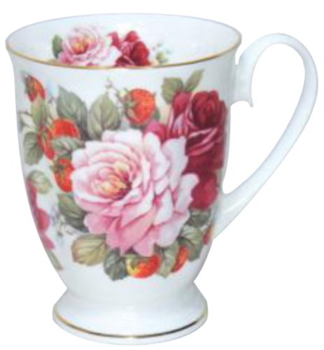 Royal Arden 37096 Bone China Tea Cup - Microwave & Dishwasher Safe Floral Rose Design - Elegant Tea & Coffee Mug for Home, Office, or Gift Giving