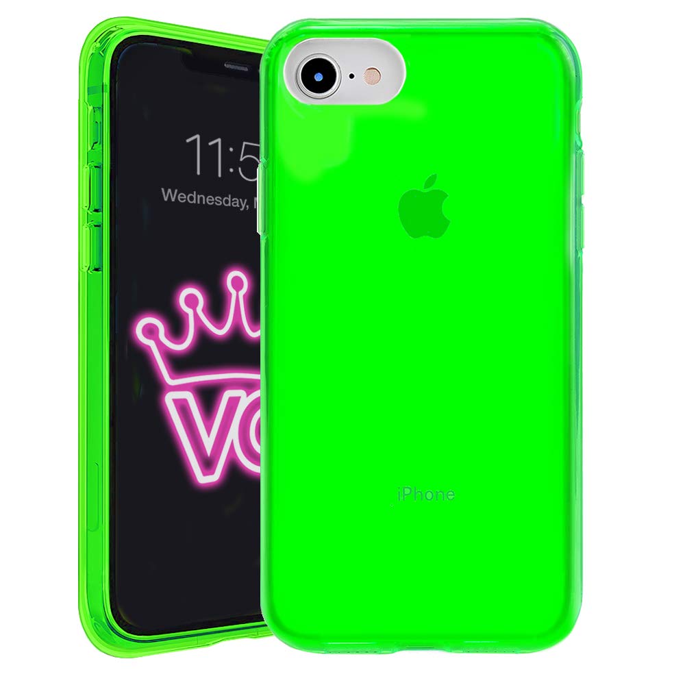 Velvet Caviar iPhone SE 2020/8/7 Case - Neon Green Clear Protective Phone Cover for Men & Women | Shockproof Slim Fit Case for Everyday Use, Work & Travel