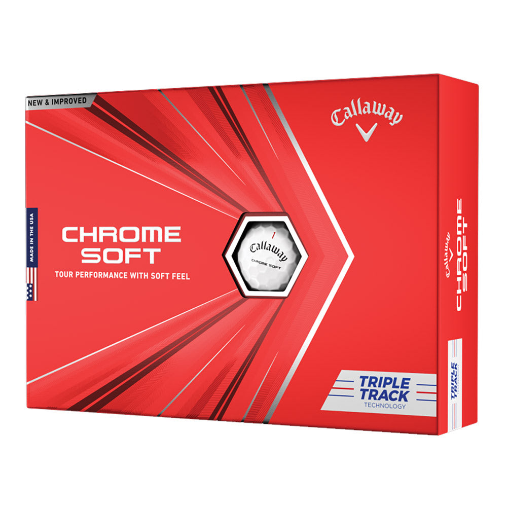 Callaway Chrome Soft Triple Track White Golf Balls - 12 Pack | High Performance Golf Balls for Accuracy & Distance | Perfect for Tournament Play & Practice Rounds