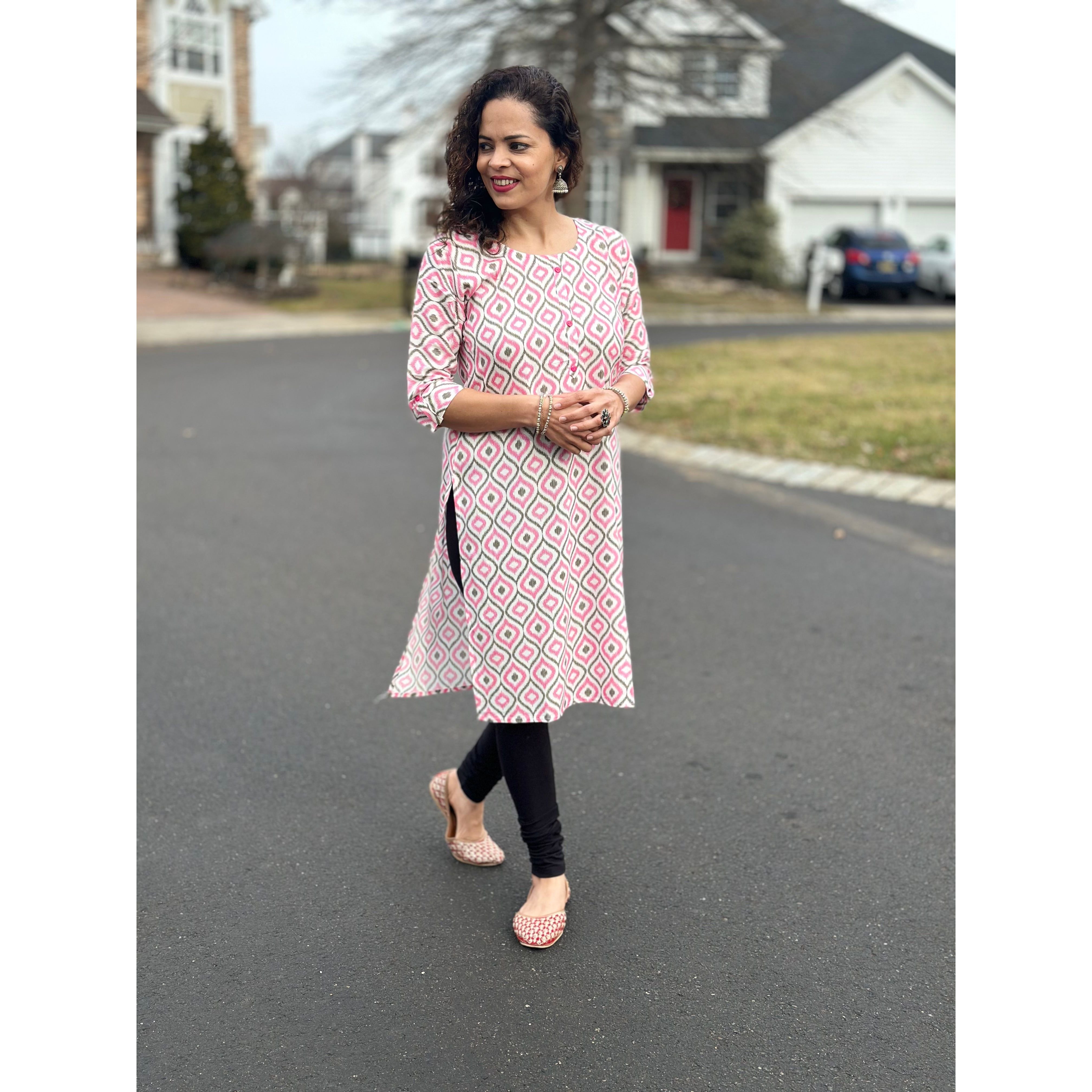 Stylish Pink and Grey Kurti from Khushboo Collection - Perfect for Casual Wear, Parties & Festive Occasions