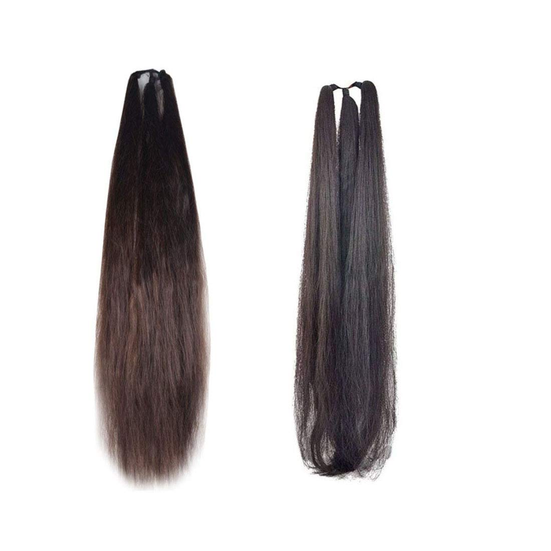 GadinFashion Artificial Hair Choti - Long Fake Hair Extensions & False Nakli Hair Wig for Women & Girls - Black & Brown Hair Braid Attachment (Pack-02) | Perfect for Weddings, Parties & Daily Styling