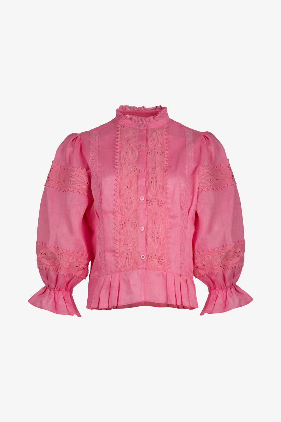 Elegant Pink Lace Blouse for Women - Vintage Style Floral Embroidered Top - Perfect for Parties, Weddings & Date Nights