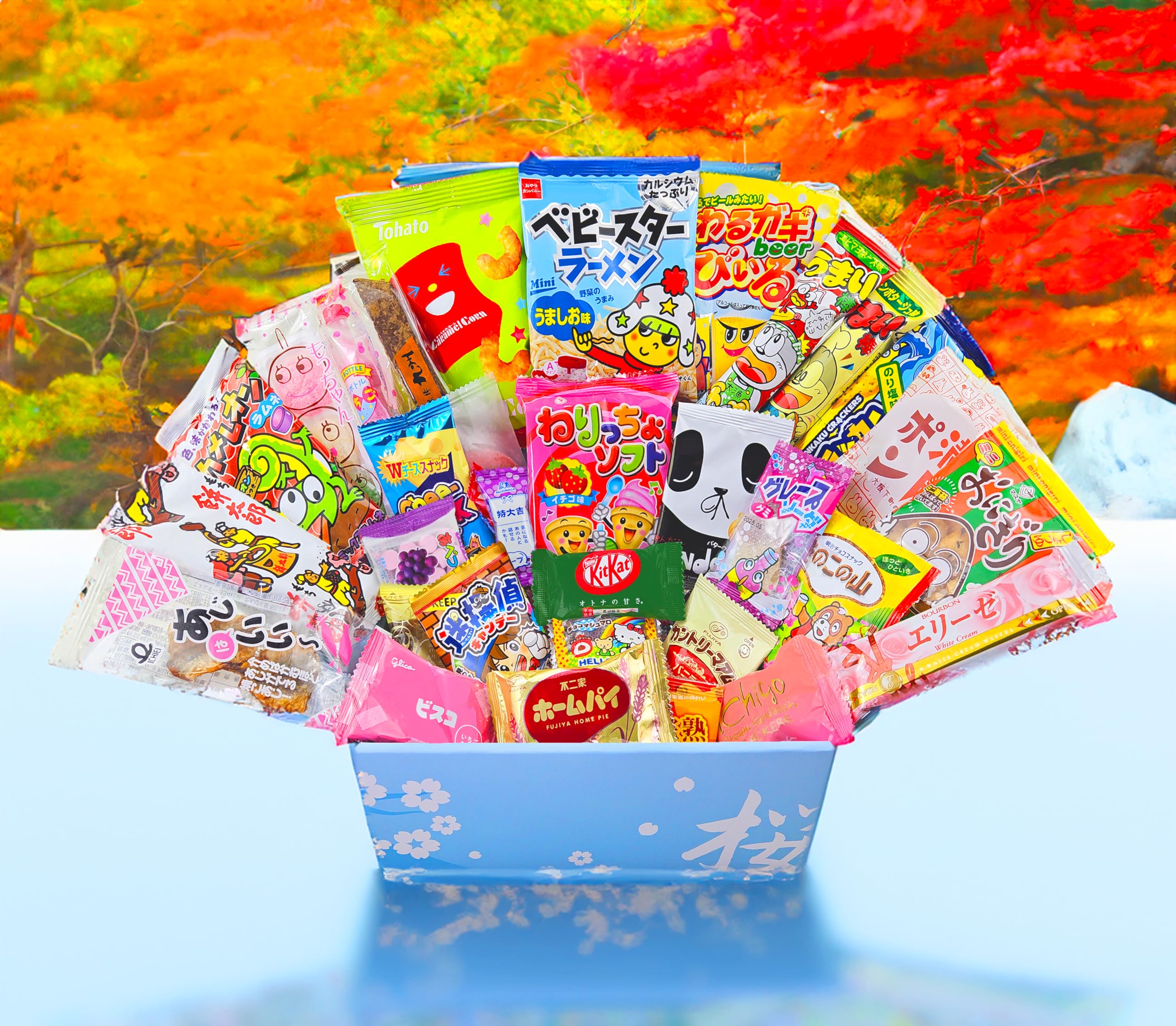 Authentic Japanese Sakura Box - 40-Piece Dagashi Candy & Snacks Assortment | Perfect for Anime Lovers, Party Favors & Cultural Gift Giving