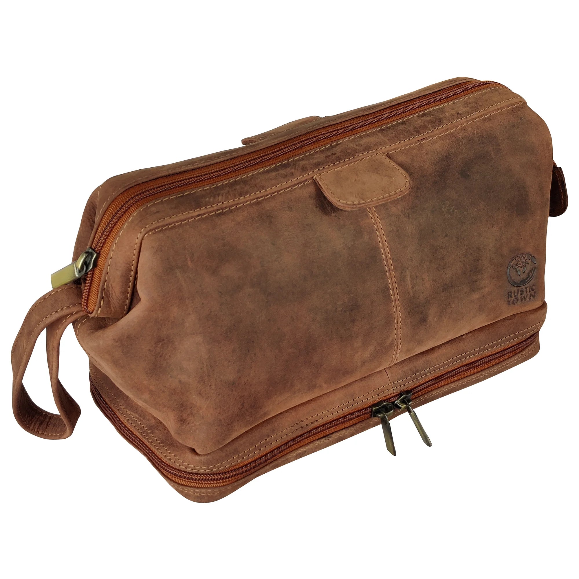 Premium Genuine Leather Travel Cosmetic Bag for Women - Waterproof Makeup Organizer with Zipper - Perfect for Vacation, Gym & Daily Essentials Storage