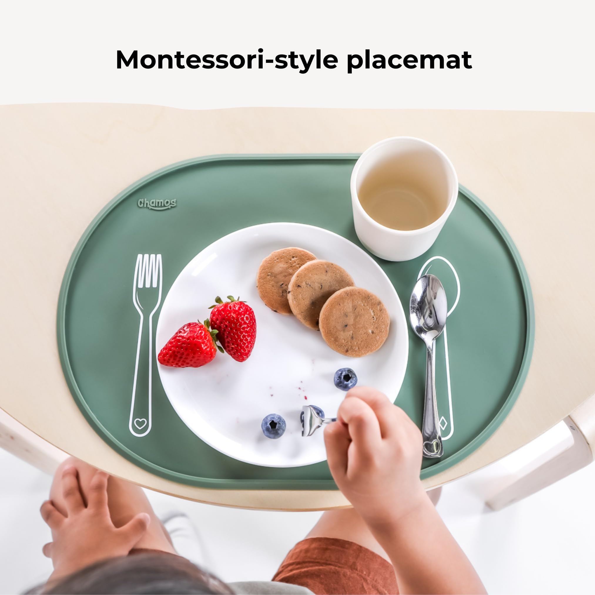 Non-Slip Silicone Placemats for Toddlers - Montessori Educational Round & Oval Table Mats for Kids - Blue Dining Table Placemats for Babies - Perfect for Home, School & Restaurant Use