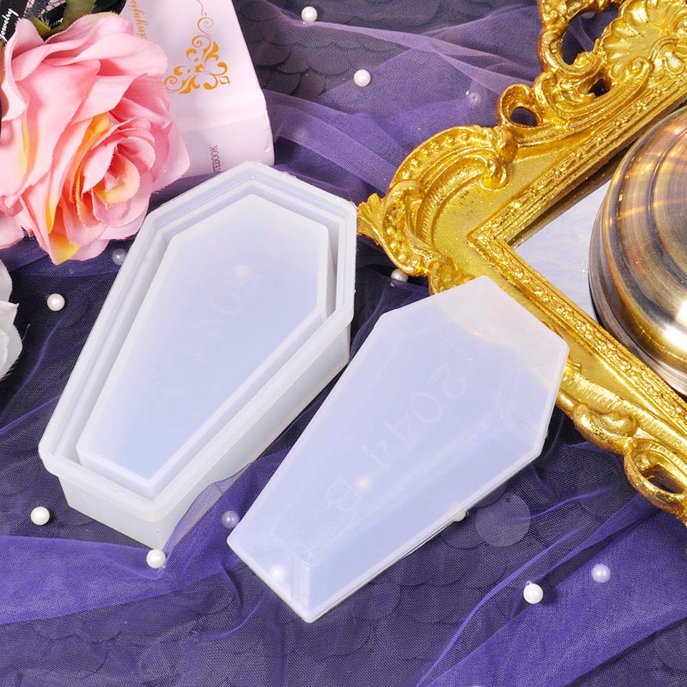 9PCS Coffin Resin Molds for Halloween - Silicone Epoxy Casting Molds for DIY Resin Art, Halloween Decorations & Gifts - Perfect for Spooky Crafts, Party Favors, and Creative Handmade Projects