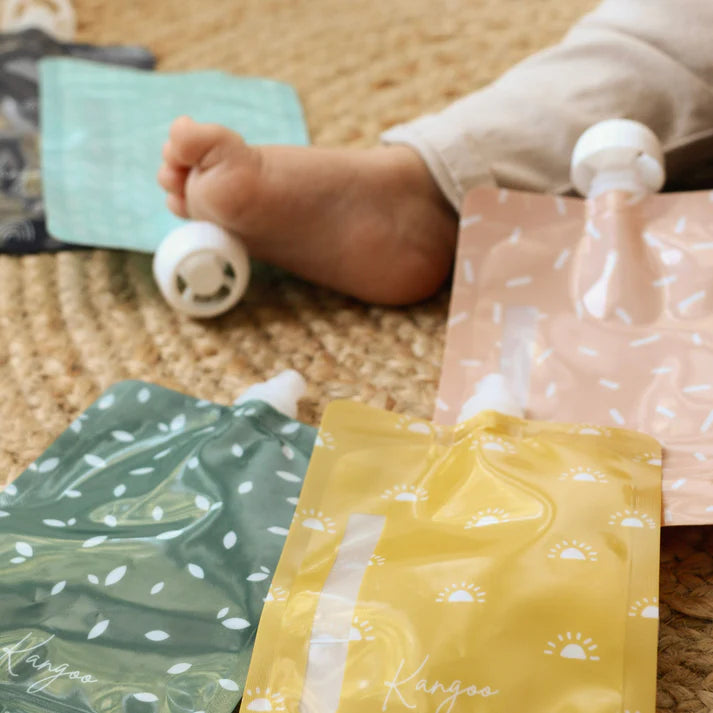 Reusable Baby Food Pouches with Cap - BPA Free, Leak Proof, 6 Pack for Homemade Puree, Snacks & On-the-Go Feeding | Ideal for Toddlers, Travel & Daycare